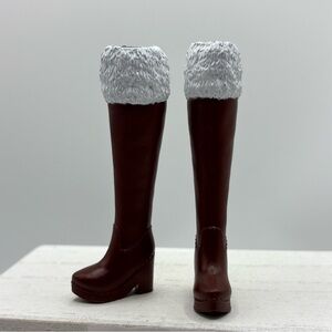 Barbie high brown boots fur winter fashion